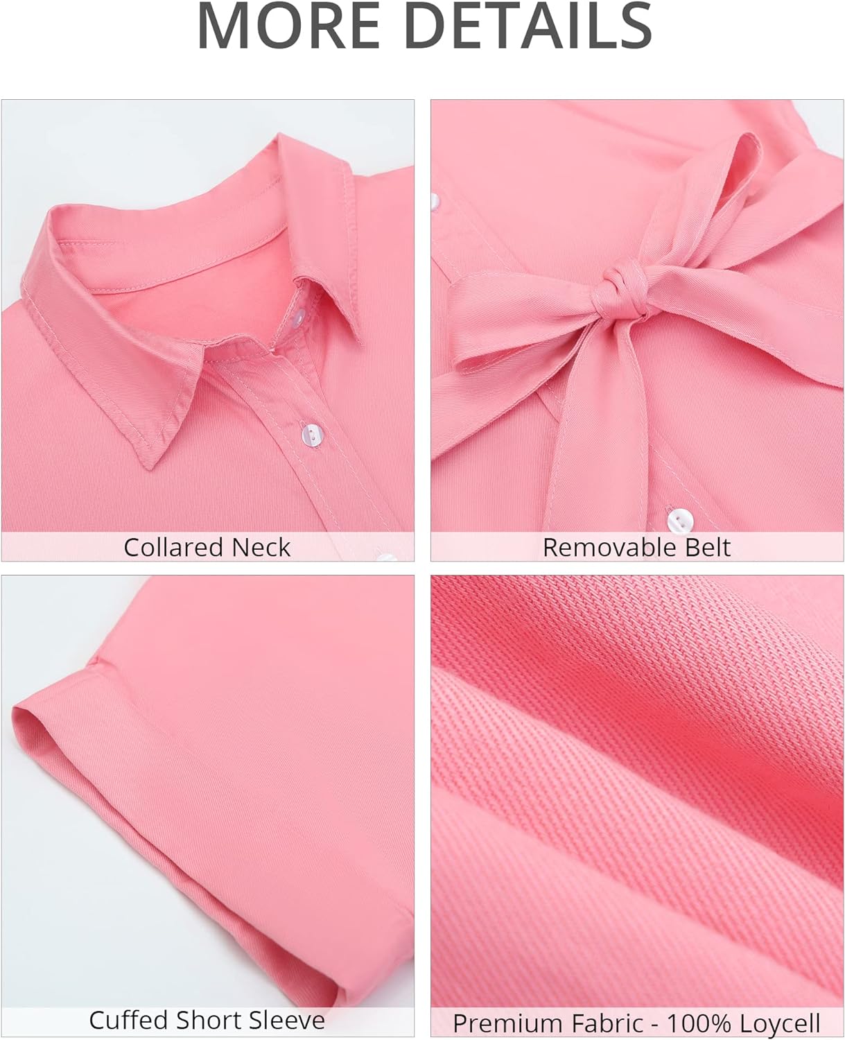 GRAPENT Denim Dress for Women Summer Button Down Belted Short Dresses Flowy Western Casual Jean Dress