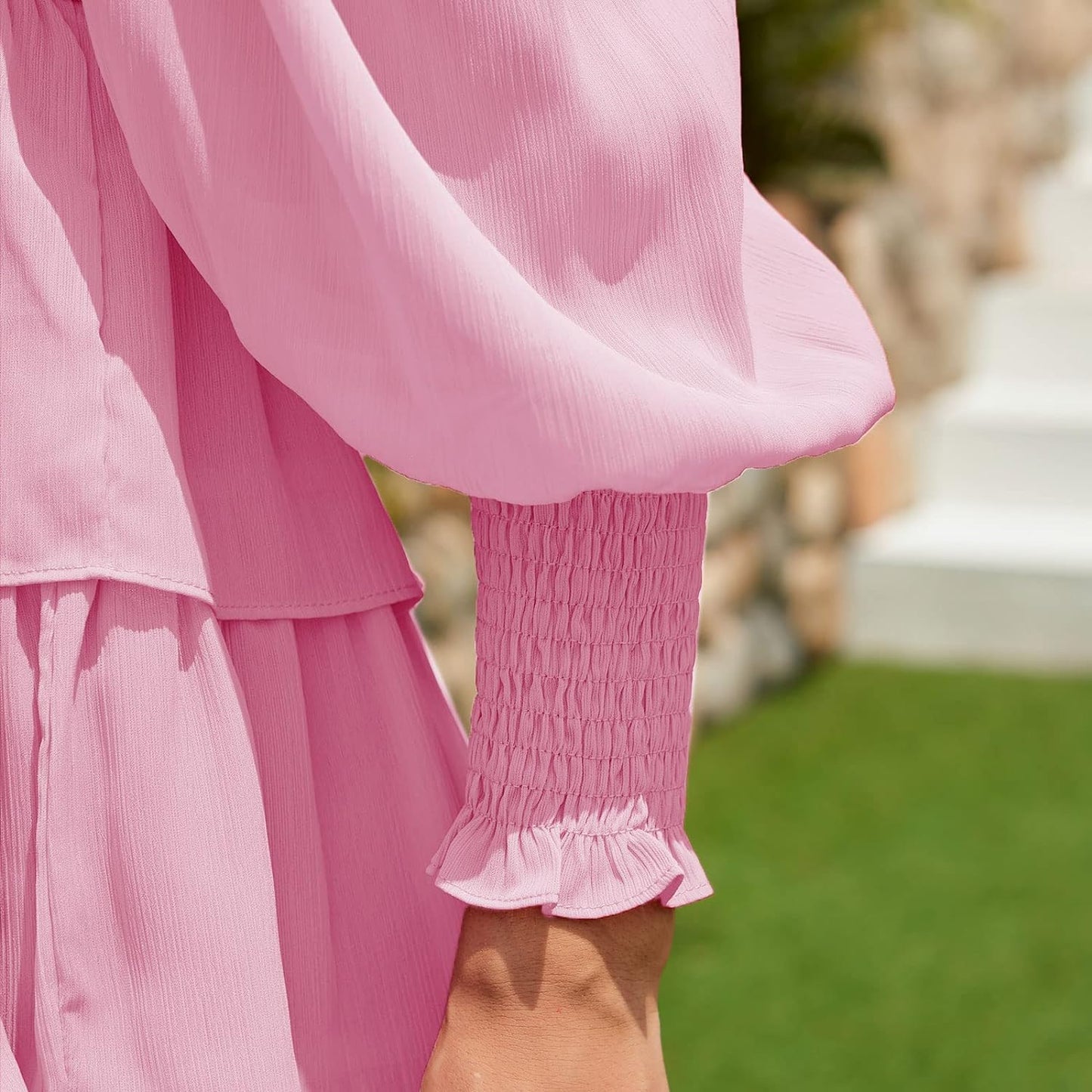 Byinns Women's 2024 Square Neck Ruffle Dress Long Sleeve Floral Print Tiered Tie Back Layered Swing Mini Dress