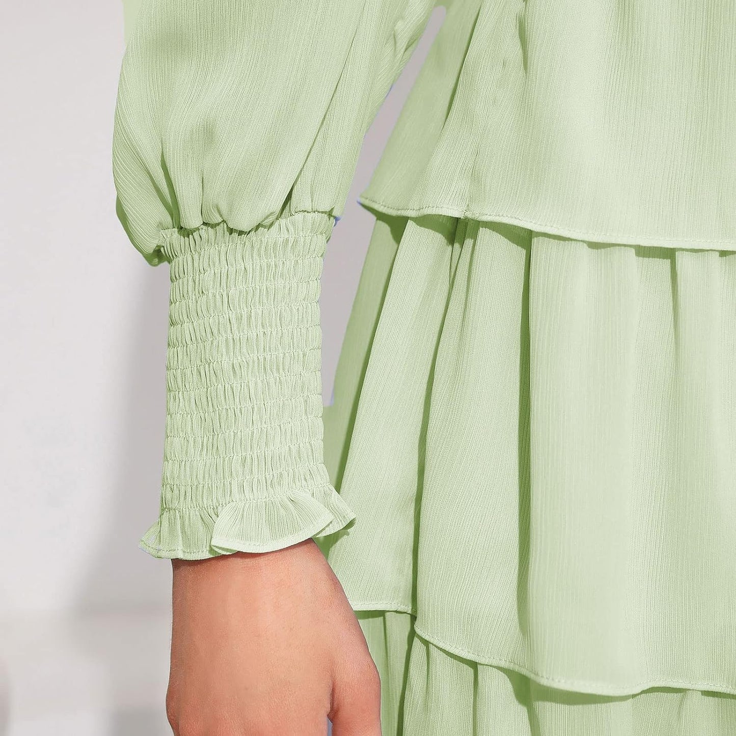 Byinns Women's 2024 Square Neck Ruffle Dress Long Sleeve Floral Print Tiered Tie Back Layered Swing Mini Dress